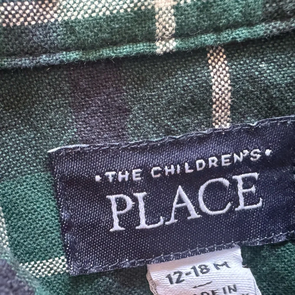 THE CHILDREN’S PLACE blue/green‎ plaid dress button down holiday christmas shirt